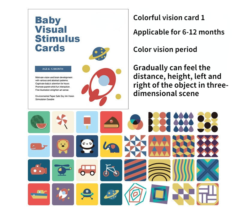 Baby Visual Stimulation Cards Black White High Contrast Flash Cards