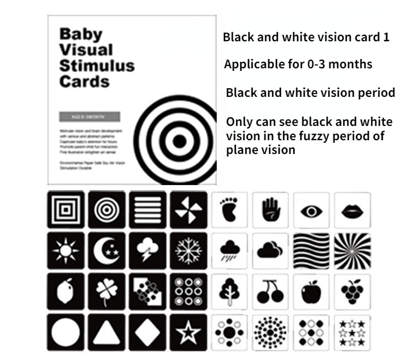 Baby Visual Stimulation Cards Black White High Contrast Flash Cards