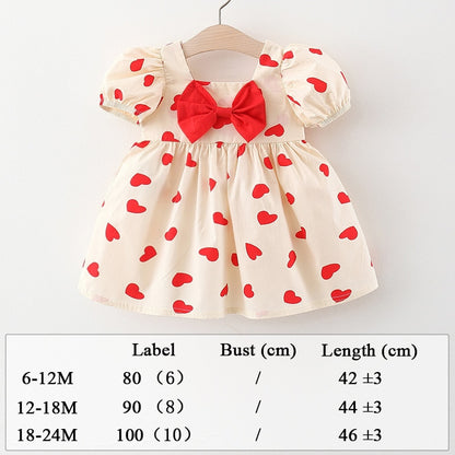 Summer Clothes Baby Girl Beach Dresses Casual Fashion Print Cute Bow Flower Princess Dress Newborn Clothing Set