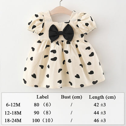 Summer Clothes Baby Girl Beach Dresses Casual Fashion Print Cute Bow Flower Princess Dress Newborn Clothing Set