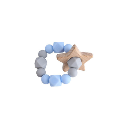 Baby Nursing Bracelets Teether Toys Silicone Beads Wooden Beech Ring Beads Teething Wood Rattles Fidget Toys