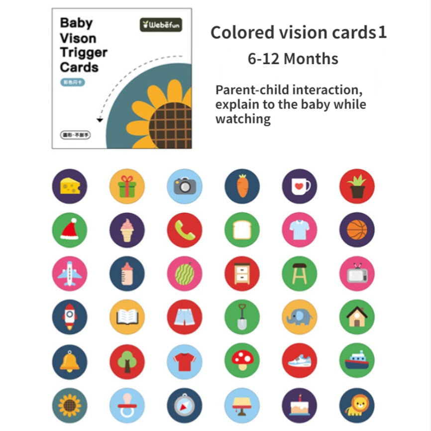 Baby Visual Stimulation Cards Black White High Contrast Flash Cards