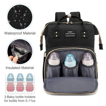 Fashionable Folding Baby Bed Large Capacity Portable Milk Bottle Diaper Double Shoulder Bag