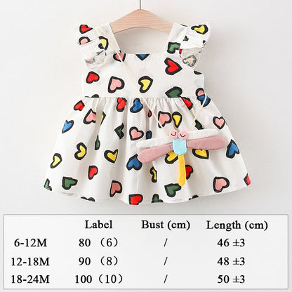 Summer Clothes Baby Girl Beach Dresses Casual Fashion Print Cute Bow Flower Princess Dress Newborn Clothing Set