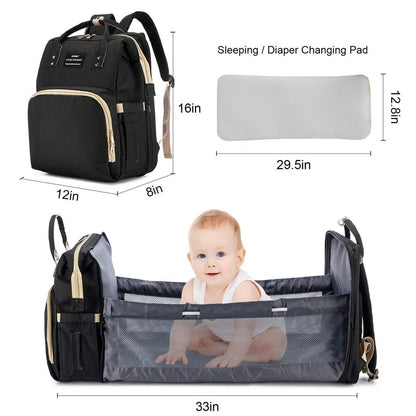 Fashionable Folding Baby Bed Large Capacity Portable Milk Bottle Diaper Double Shoulder Bag