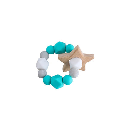 Baby Nursing Bracelets Teether Toys Silicone Beads Wooden Beech Ring Beads Teething Wood Rattles Fidget Toys