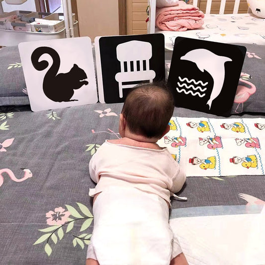 Baby Visual Stimulation Cards Black White High Contrast Flash Cards